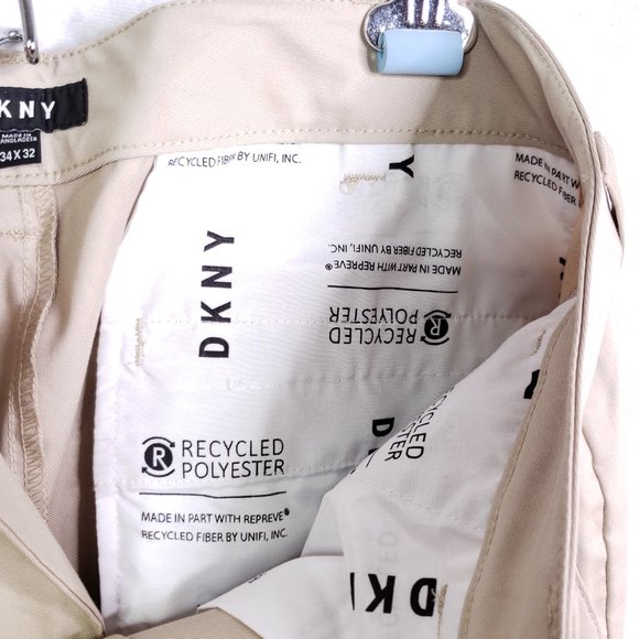 DKNY Men's 34x32 Bedford Stretch Straight Leg Khaki Pants / Slacks Tan Beige NWT - Picture 6 of 10